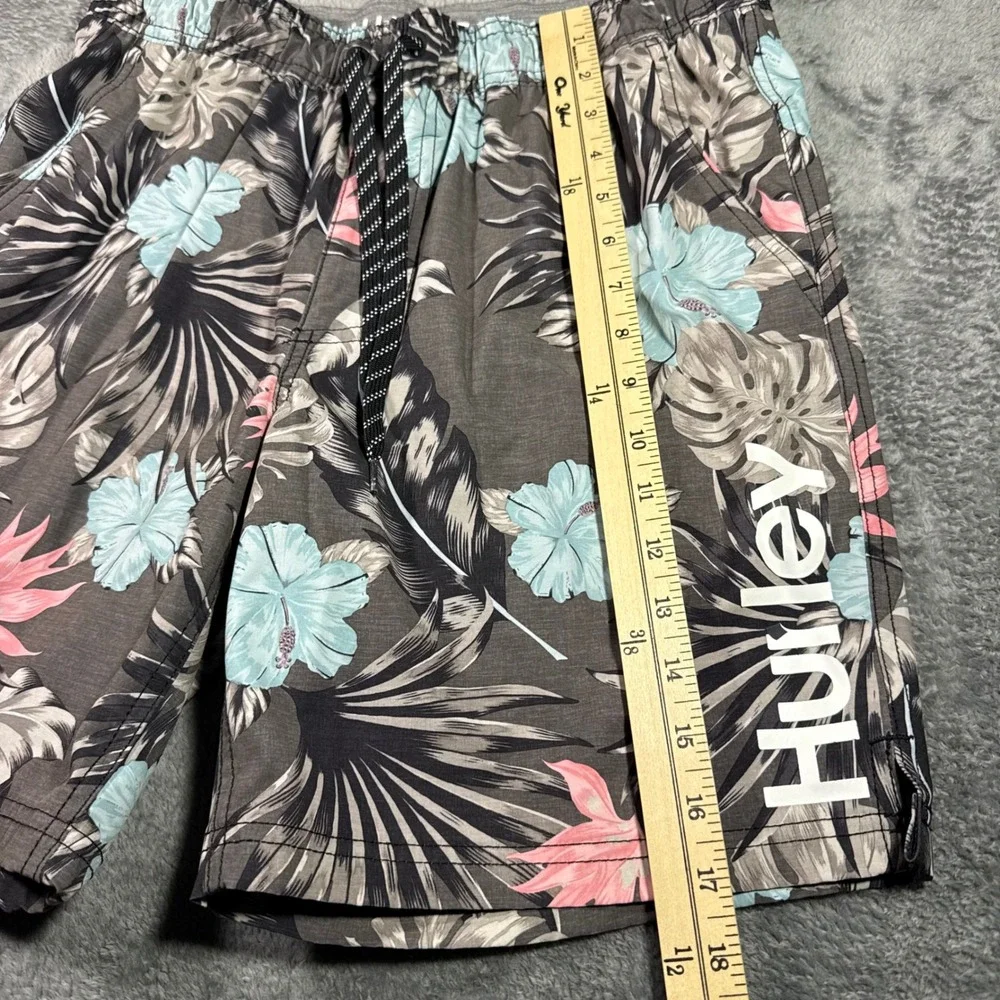 Hurley Mens Tropical Floral Board Shorts Gray Blue Pink Medium Swim Trunks